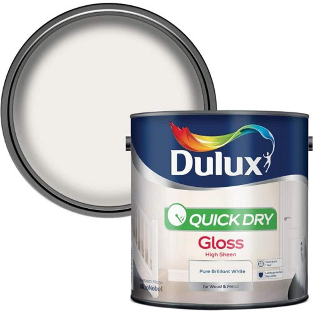 Quick Dry Gloss Paint for Wood and Metal, Pure Brilliant White - 2.5L