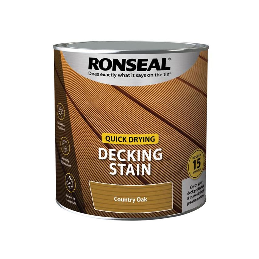 Quick Drying Decking Stain Country Oak 2.5 litre RSLQDDSCO25L