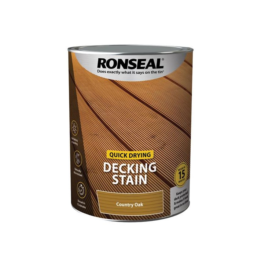 Quick Drying Decking Stain Country Oak 5 litre RSLQDDSCO5L