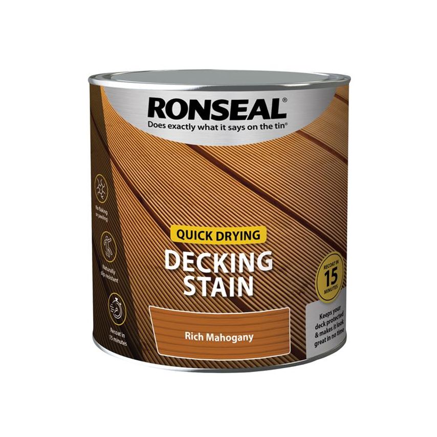 Quick Drying Decking Stain Rich Mahogany 2.5 litre RSLQDDSRM25L