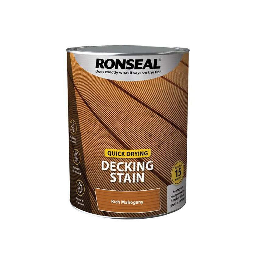Quick Drying Decking Stain Rich Mahogany 5 litre RSLQDDSRM5L