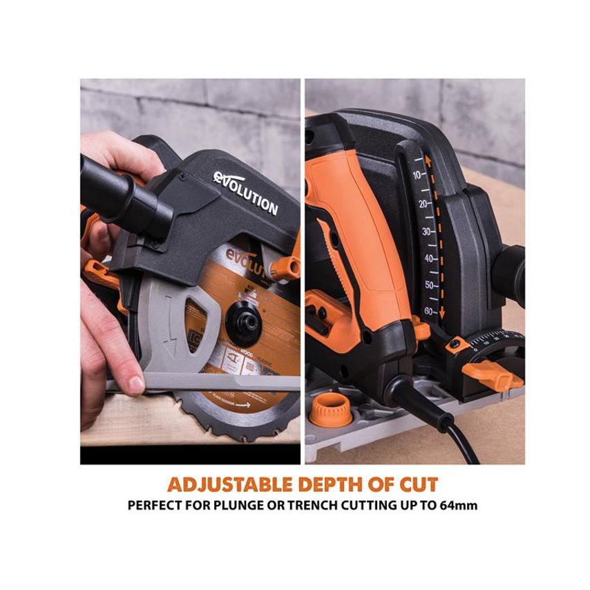 R185CCSX+ Circular Track Saw 185mm 1600W 110V EVLR185CSXPL