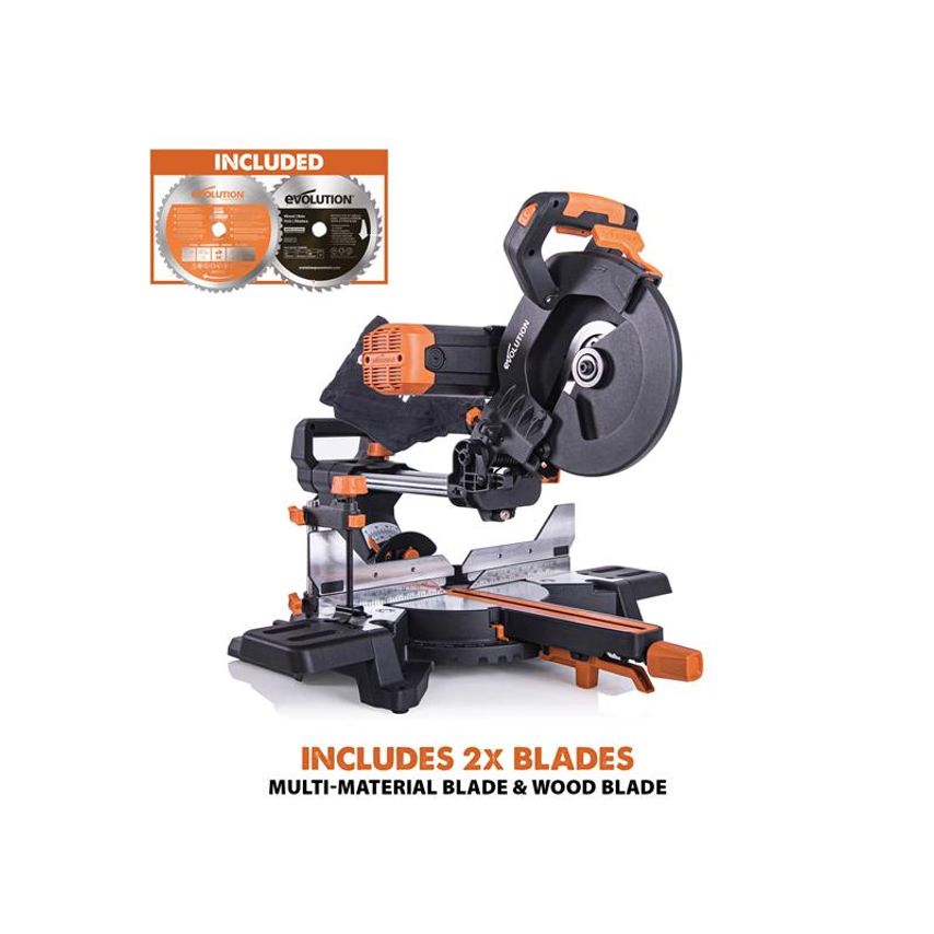 R255SMS-DB+ Multi-Material Sliding Mitre Saw 255mm 2000W 240V EVLR255SMSDB