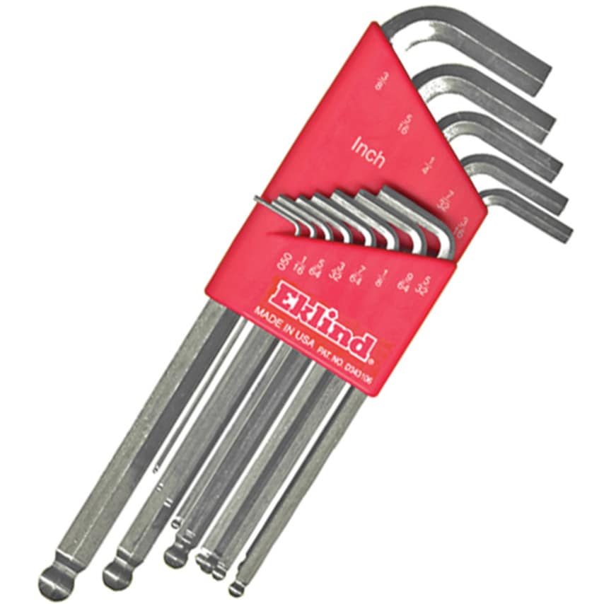 REK13313 Bright Ball Hex L-Key Set Imperial 13-KEYS