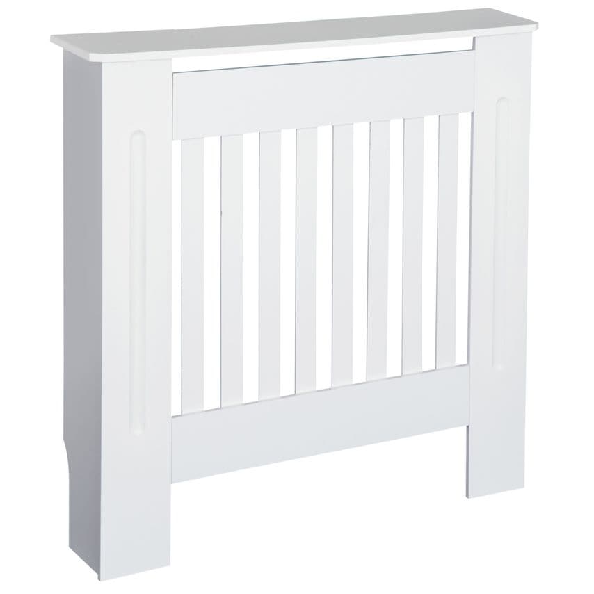 Radiator Cover Wooden Cabinet Shelving Vertical Slatted Vent MDF White Home