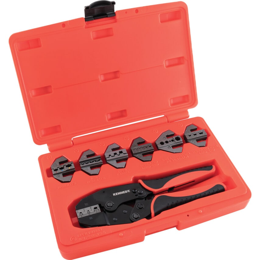 Ratchet Crimping Tool comes with Interchangeable Jaws 8 Piece