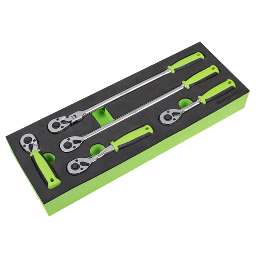 Ratchet Wrench Set 1/4in Square 5 Piece Drive Flip Reverse