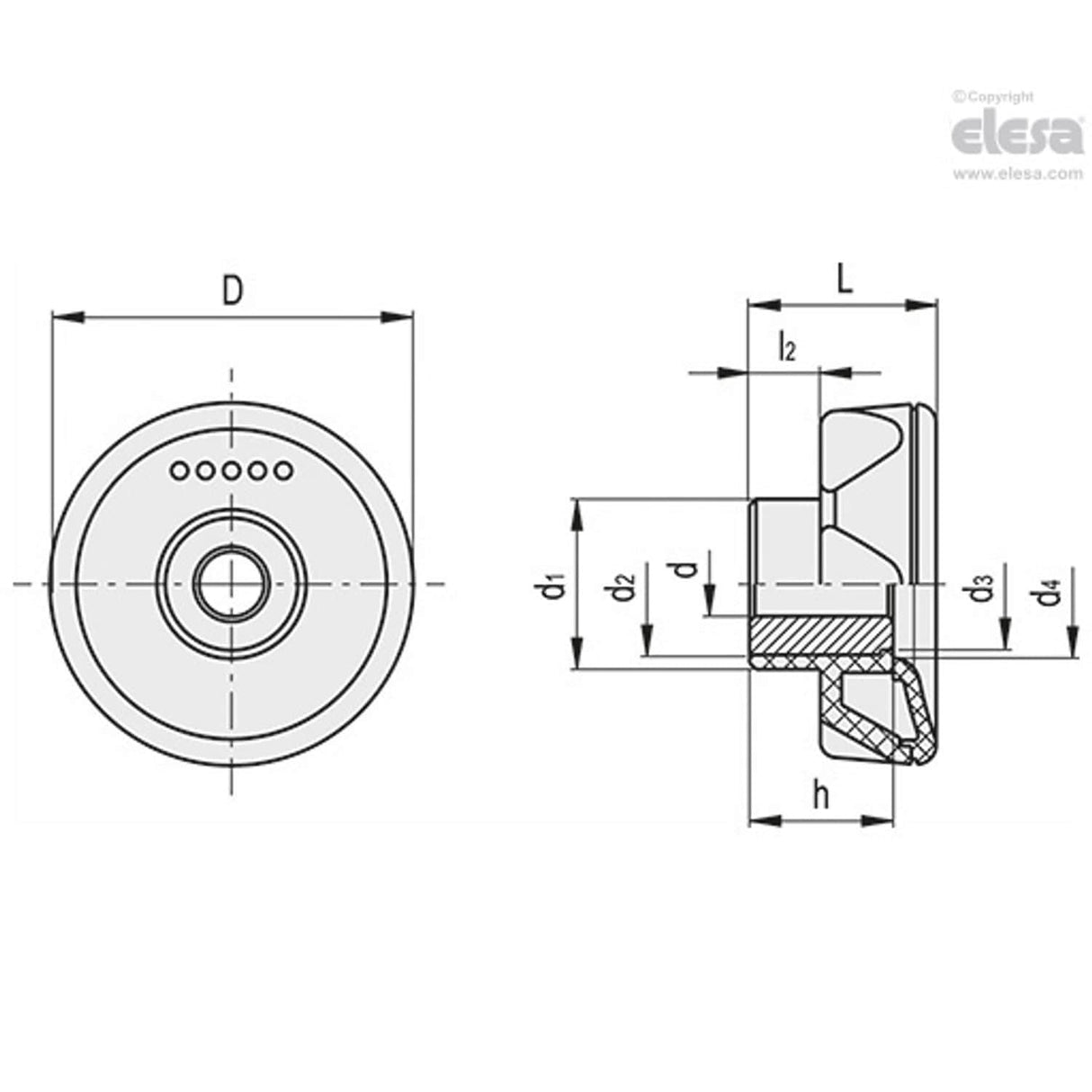 Rear lobe knob-ELK.56-FP A10-C3 Grey