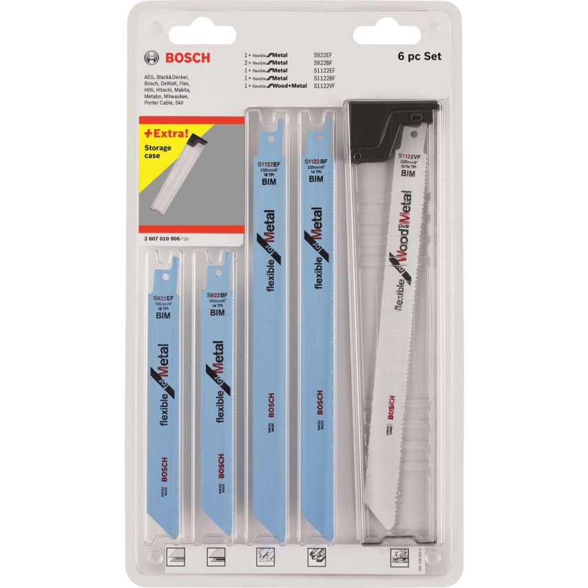 Reciprocating Saw Blades, for Wood & Metal, Pack of 6