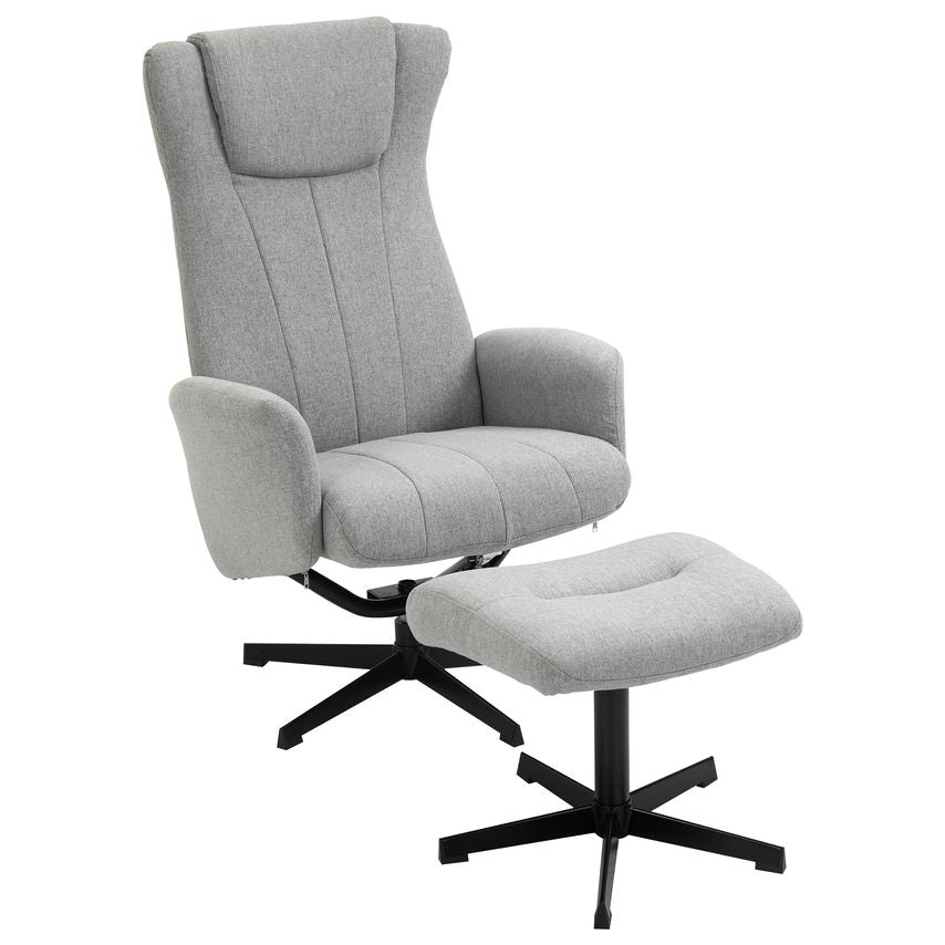 Recliner and Ottoman with 135 Adjustable Backrest for Home Office Light Grey
