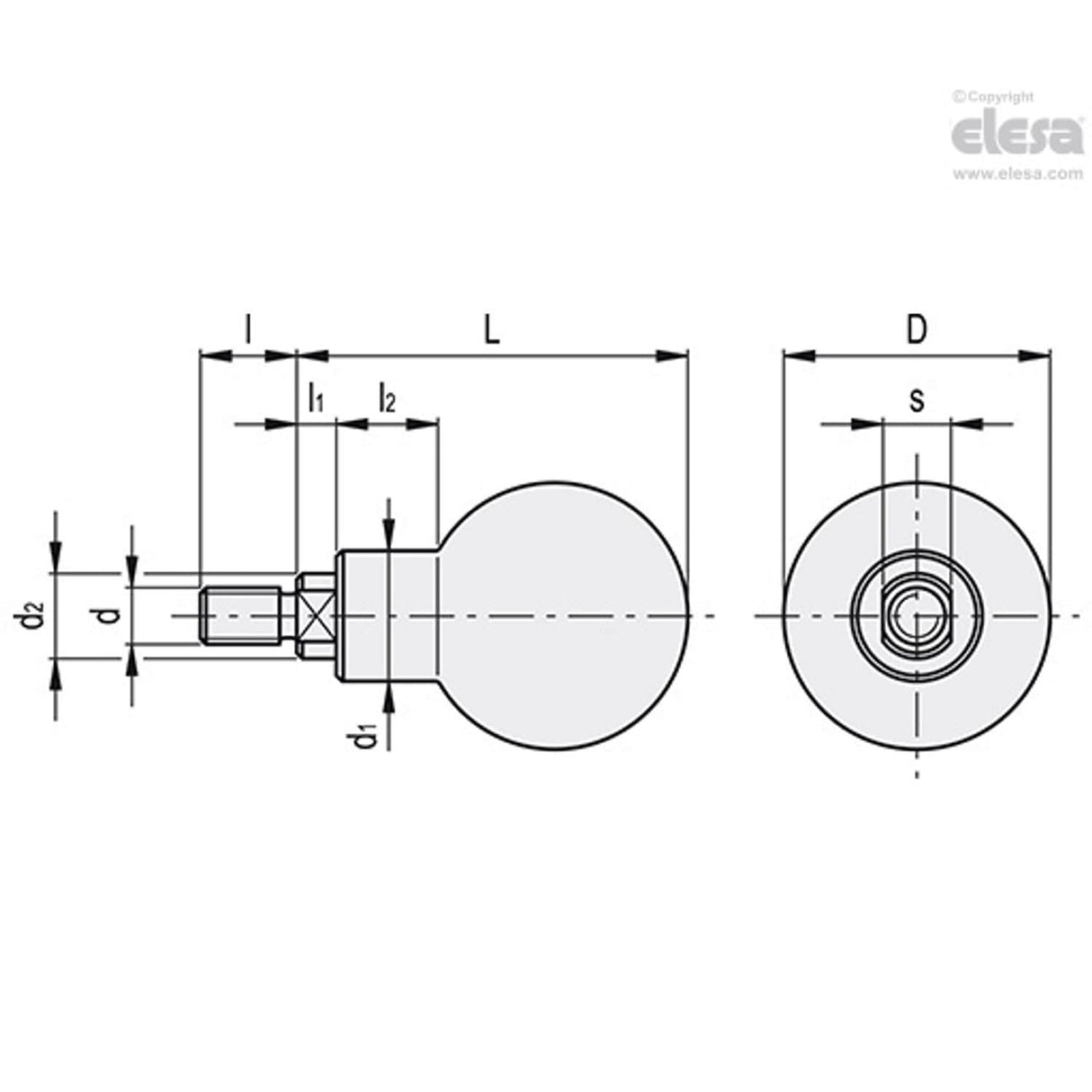 Revolving ball knob-P.111/37+x-M8