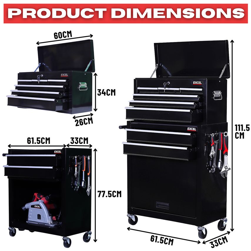 Roller Tool Chest Cabinet 8 Drawer Storage Toolbox