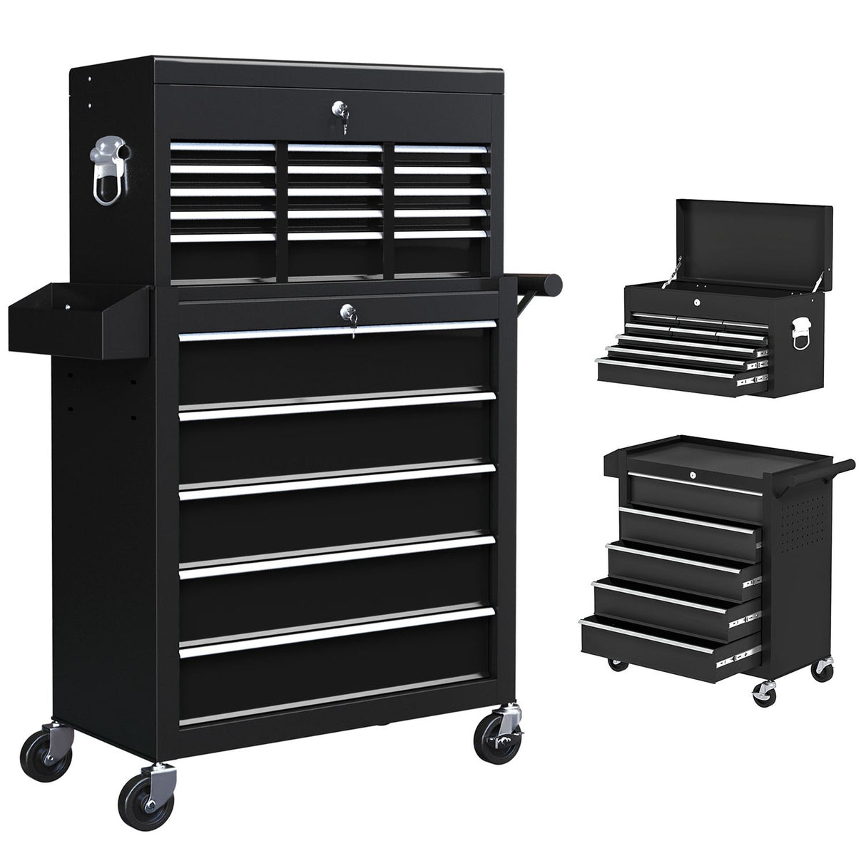 Rolling Tool Chest Lockable Roller Cabinet with with 14 Drawers Black - B20-108V00BK