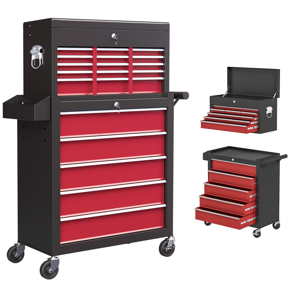 Rolling Tool Chest Lockable Roller Cabinet with with 14 Drawers Red - B20-108V00RD