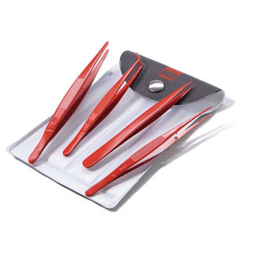 Rotilabo - tweezers Set 4 Stainless-steel Tweezers 18/10 In Case 1 Units