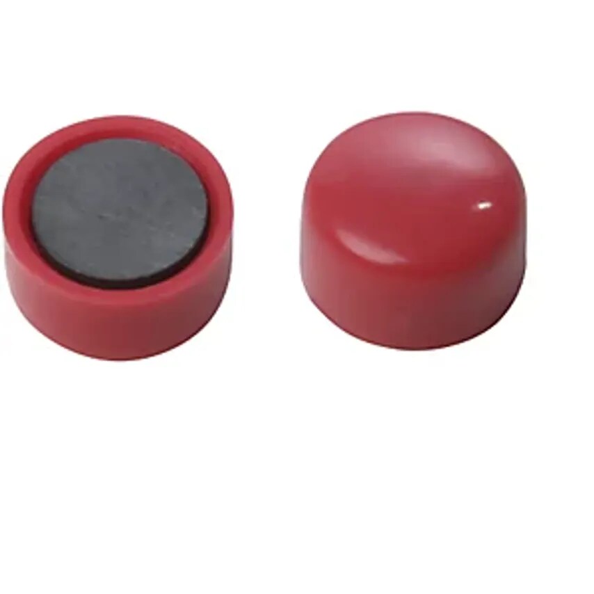Round Magnet, Plastic, 10mm, Pack Of 60, Red