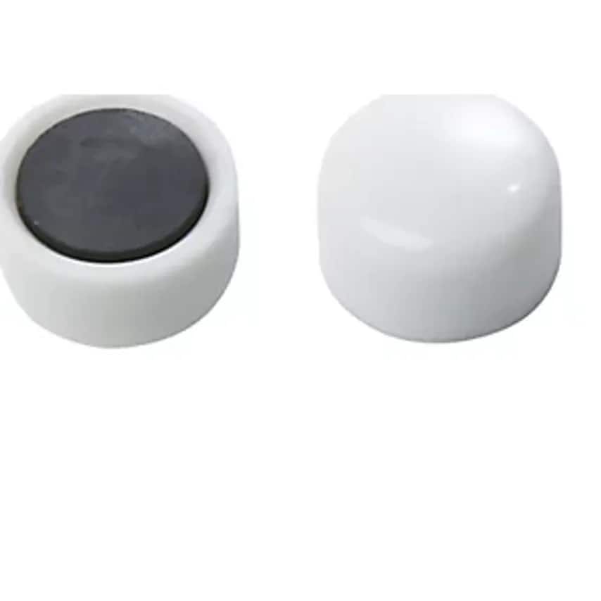 Round Magnet, Plastic, 10mm, Pack Of 60, White