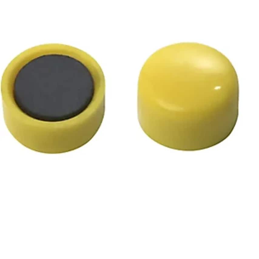 Round Magnet, Plastic, 10mm, Pack Of 60, Yellow