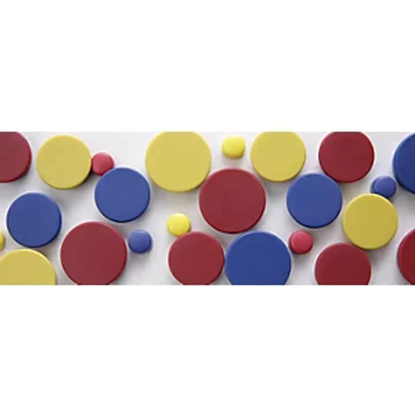 Round Magnet, Plastic, Assorted Colours, Blue, Yellow, Red, 30mm, Pack Of 36