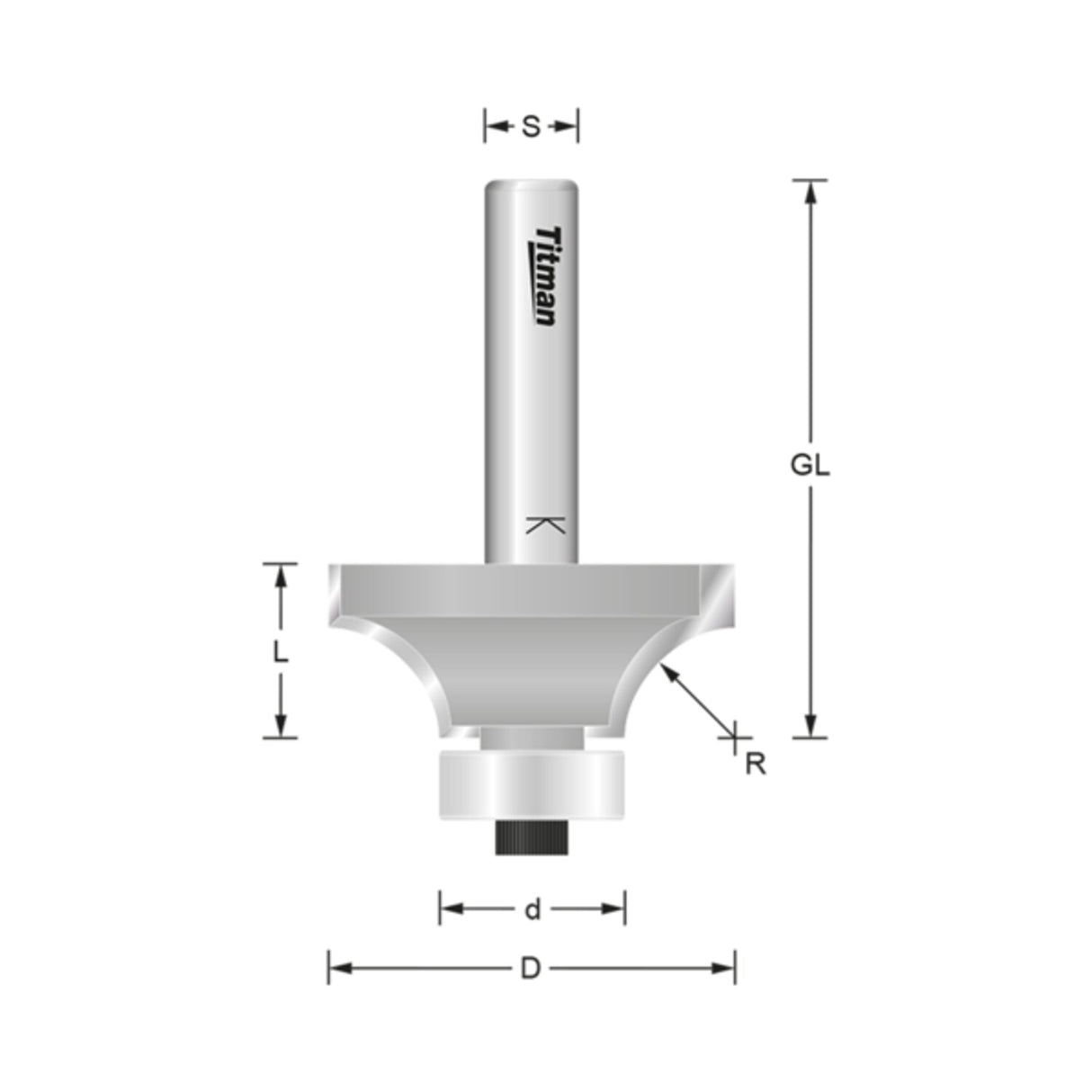 Router Cutter Rounding over Bearing Guided TCT TTROCB3-1/4