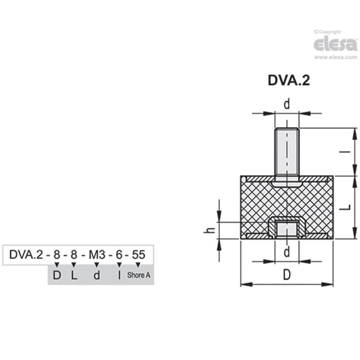Rubber buffer-DVA.2-15-15-M4-10-40