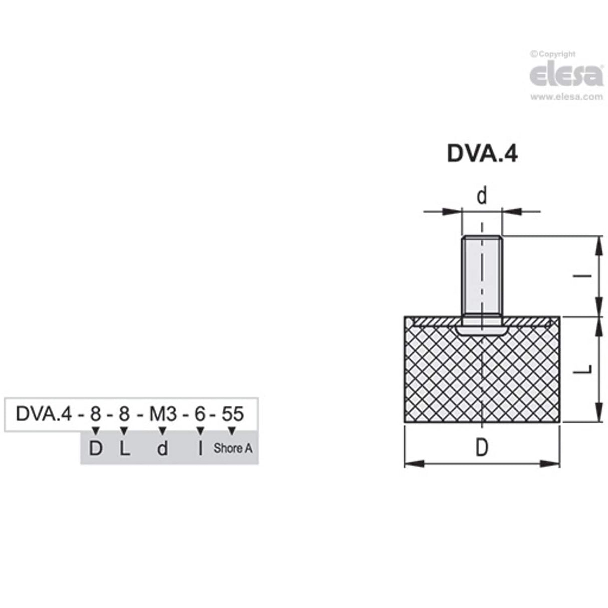 Rubber buffer-DVA.4-10-15-SST-M4-10-55