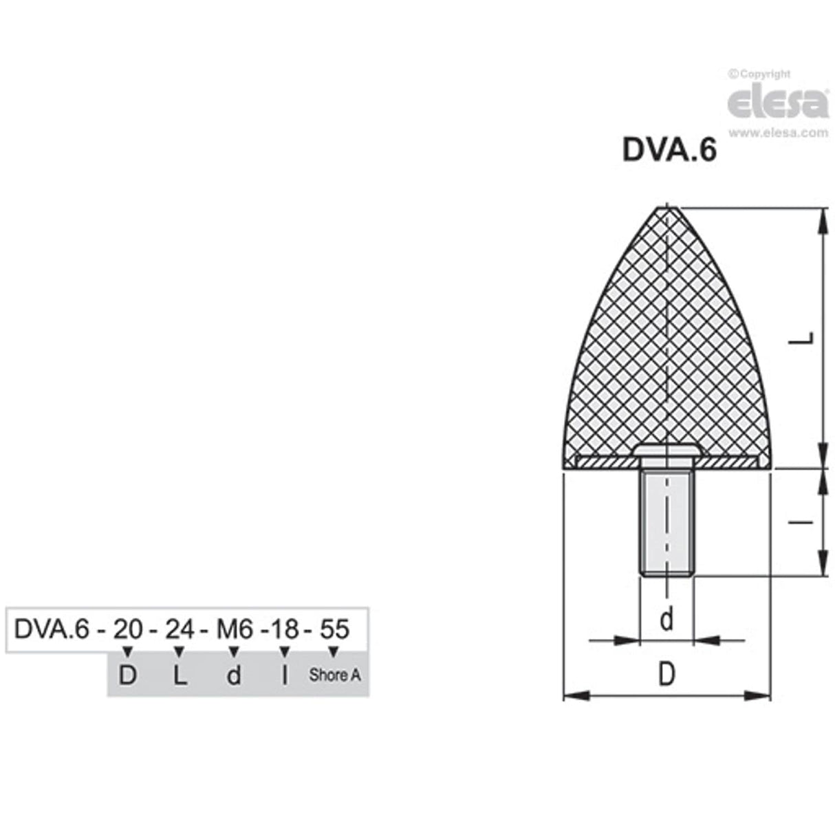 Rubber buffer-DVA.6-25-20-M6-18-40