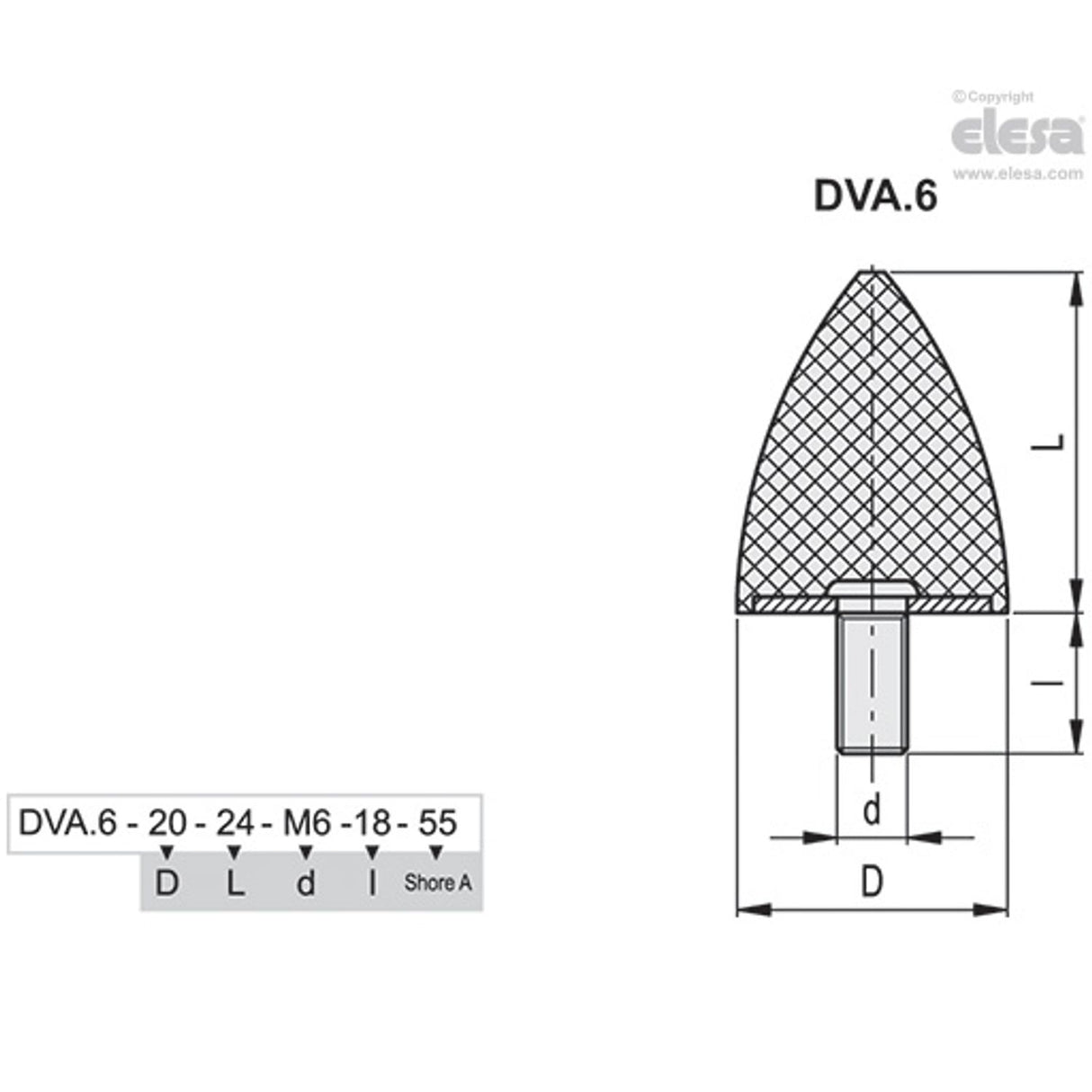 Rubber buffer-DVA.6-50-68-M10-28-55
