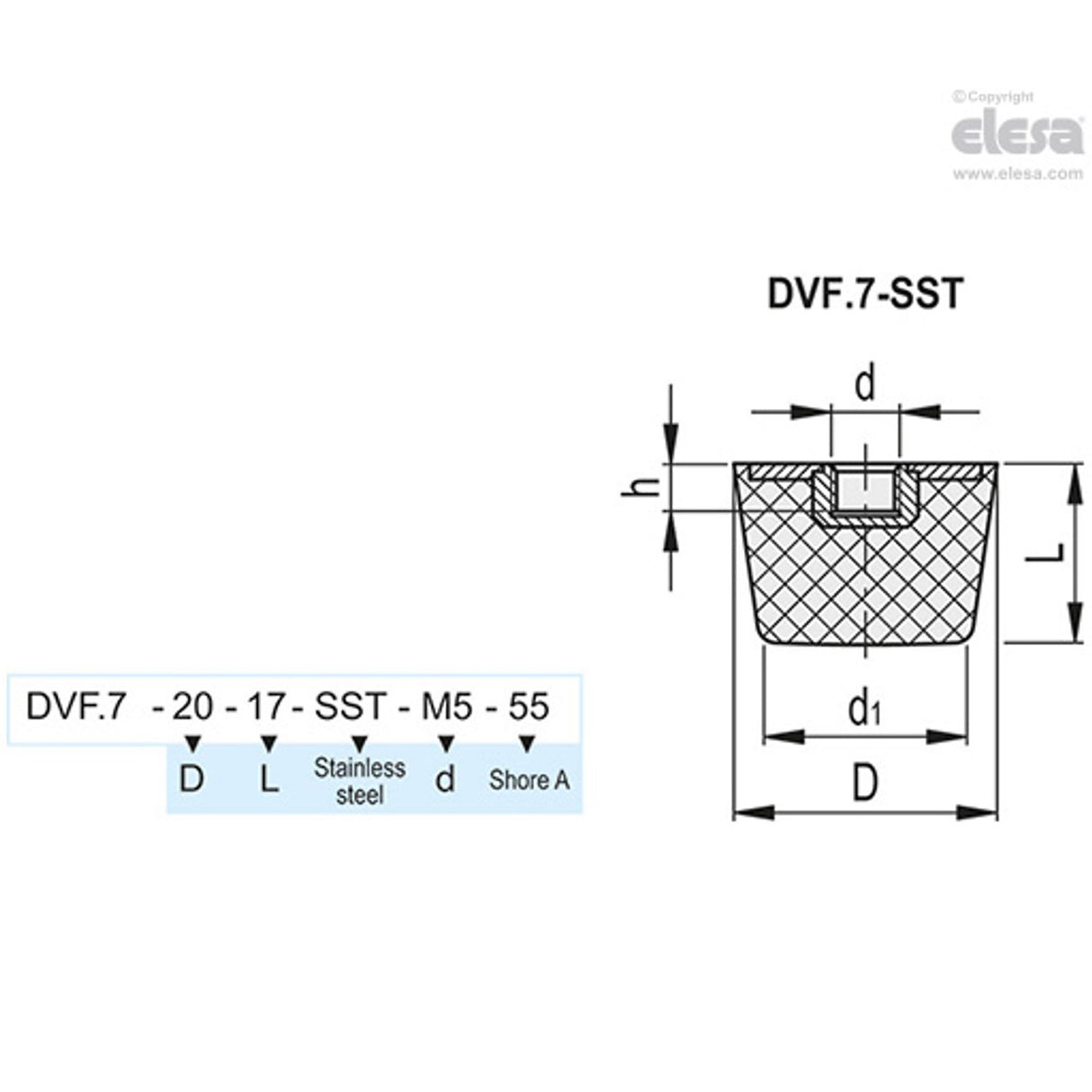 Rubber buffer-DVF.7-38-35-SST-M8-55