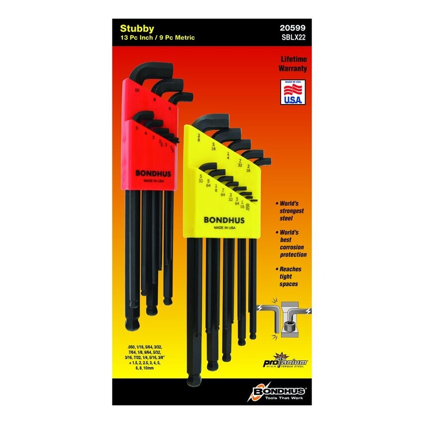 SBLX22 Stubby Double Pack Ballend Hex Key Set SBLX9/SBLX13, 20599