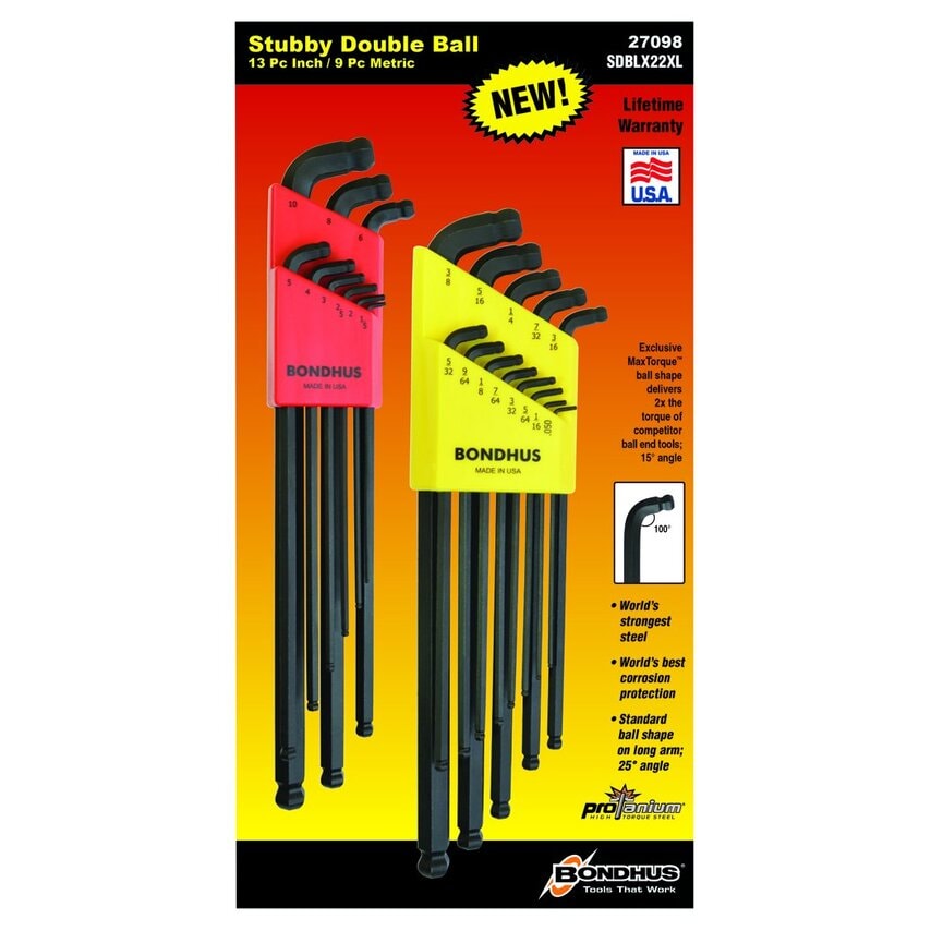 SDBLX22XL Stubby Double Ballend Key Extra Long Series Key Set, 27098