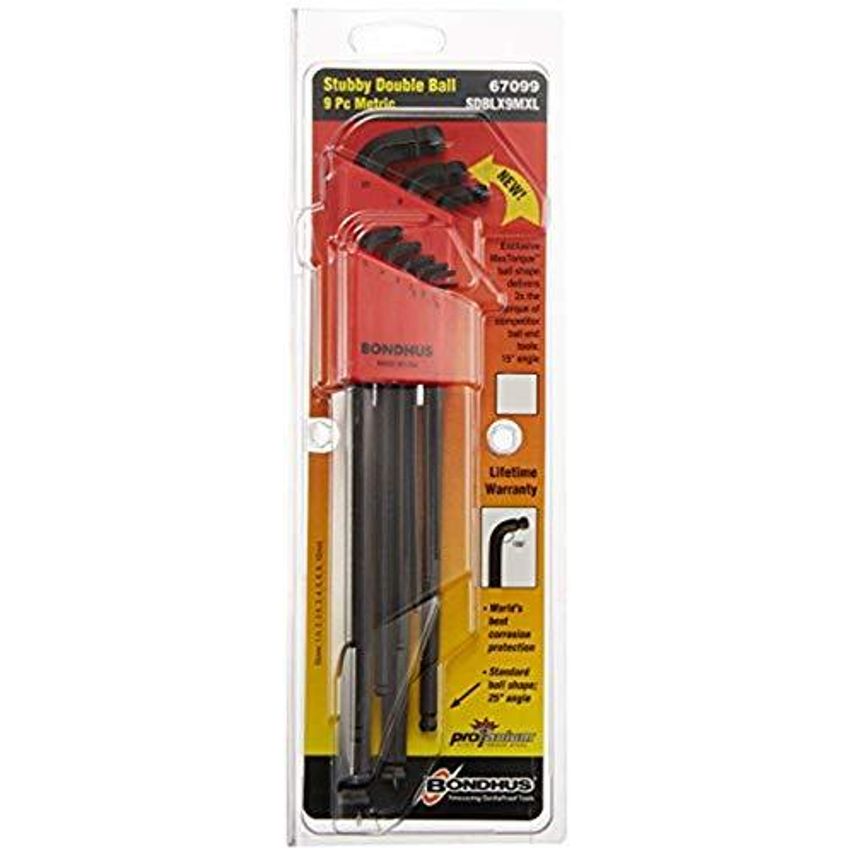 SDBLX9mmXL Stubby Double Ballend Hex Key Long Series Set 1.5mm-10mm, 67099