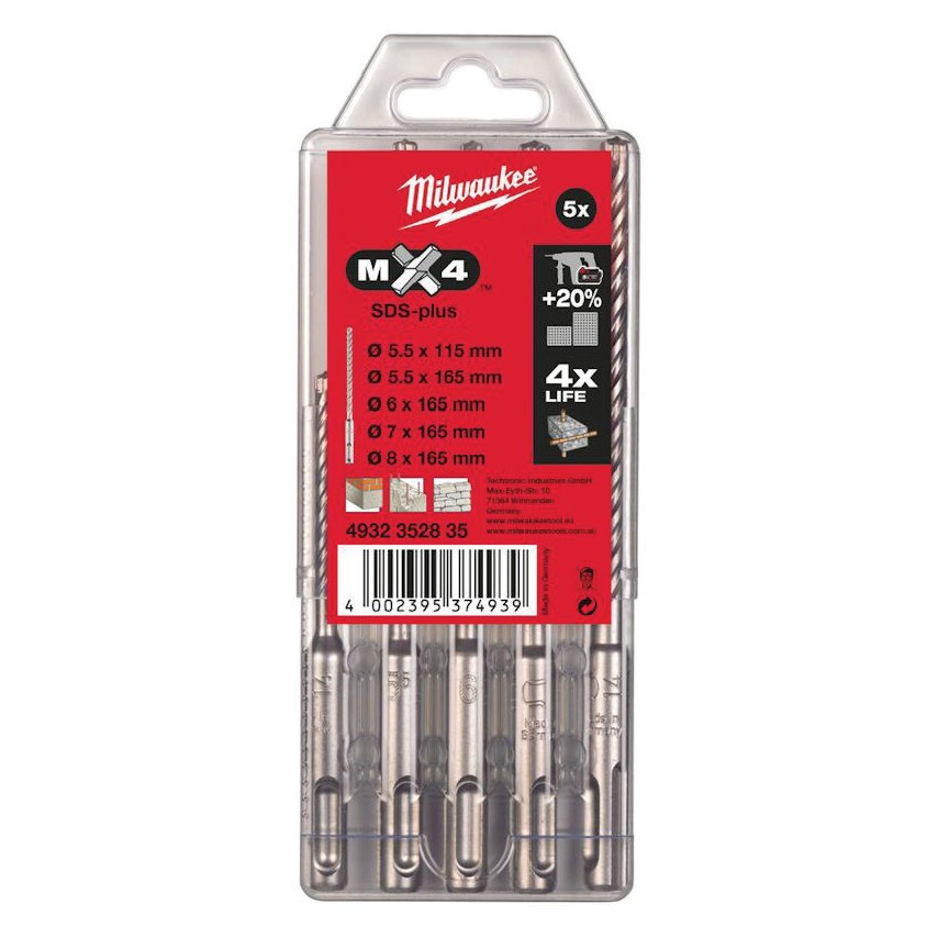 SDS+ MX4 Drill Bit Set Display Case 5.5-8mm (5PC)