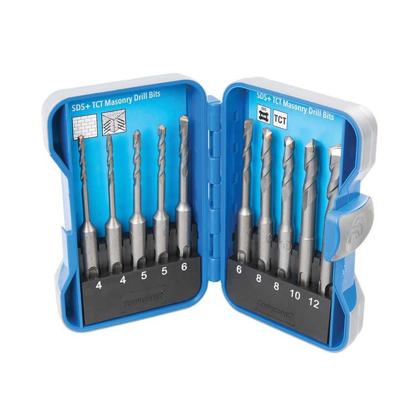 SDS Plus TCT Masonry Drill Bit Set 10 Piece 4 - 12mm