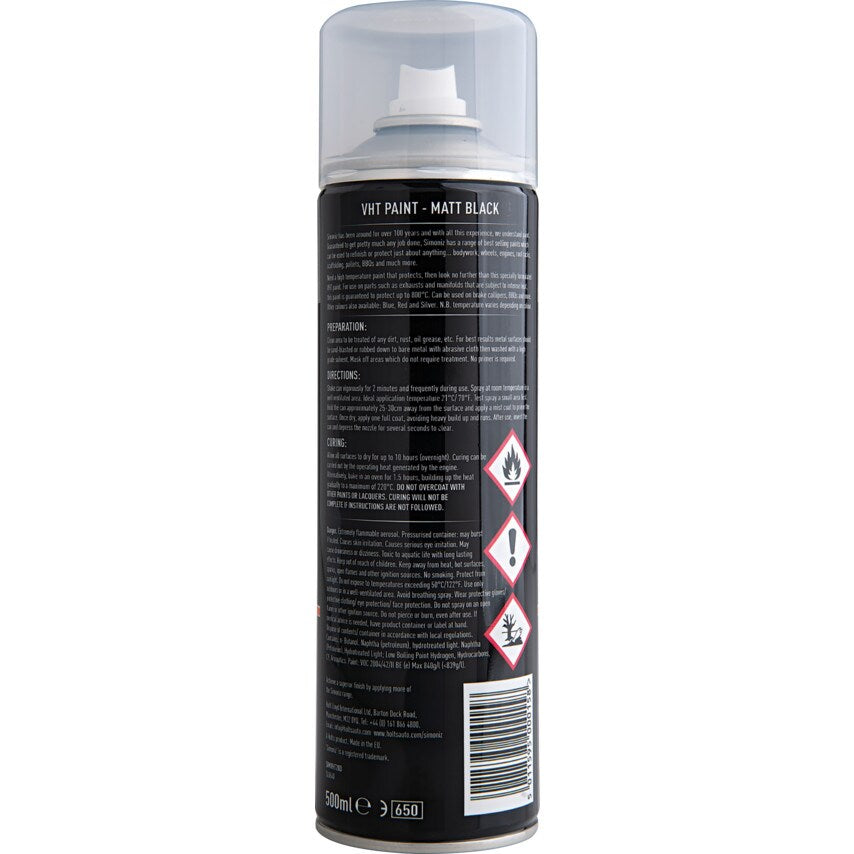 SIMVHT20D High Temperature Black Matt Paint 500ML