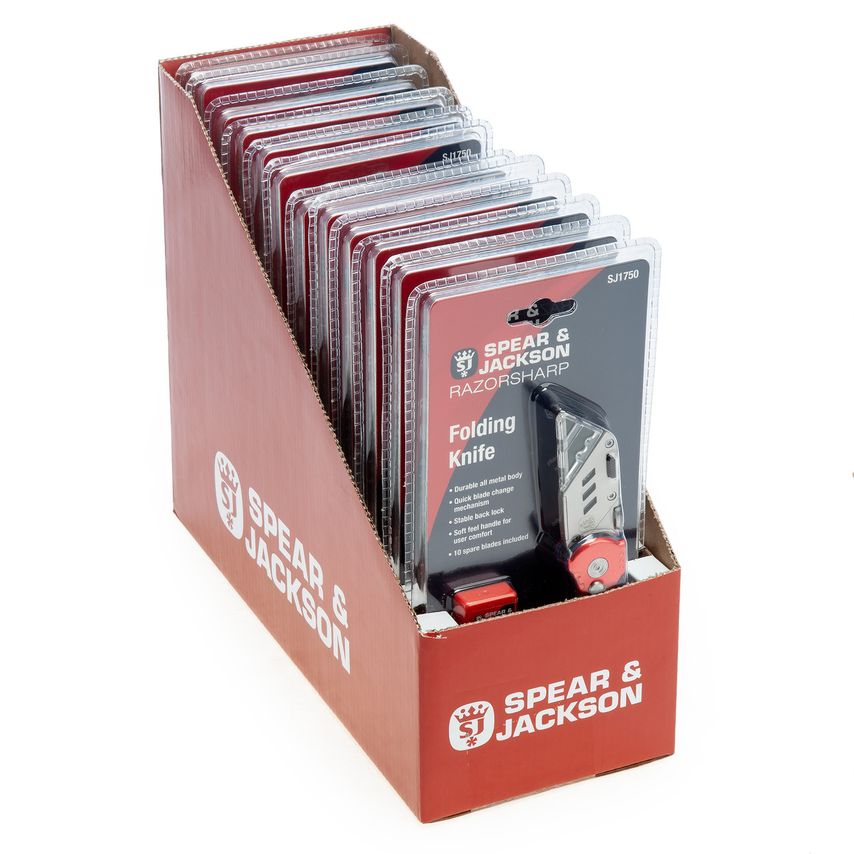 SJ1750 Folding Knife with 10 Pack of Spare Blades