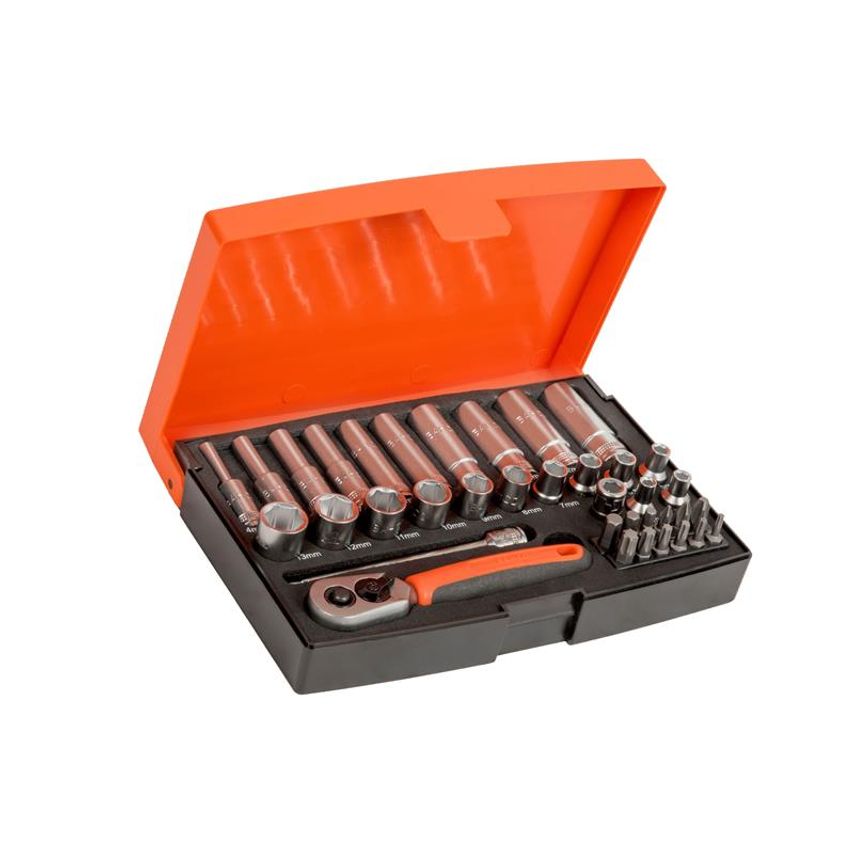 SL25L 1/4in Deep Drive Socket Set, 37 Piece BAHSL25L