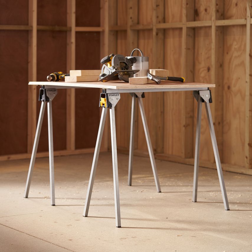 STST81337-1 Folding Metal Sawhorse Twin Pack 450kg Capacity
