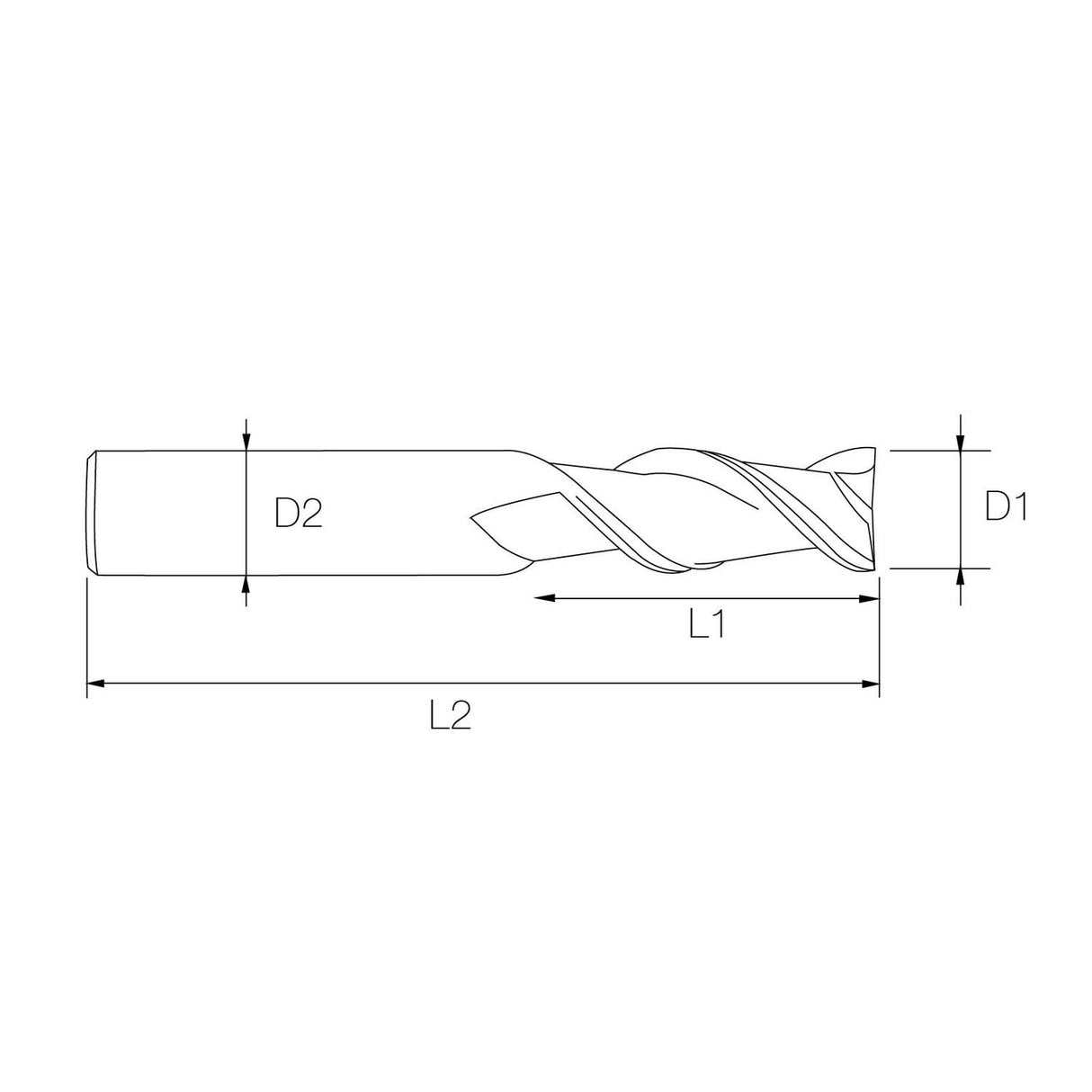 ST Rke 8mm 2 Flutes 45 Degree Ali-Cut End Mills - 8x8x20x60