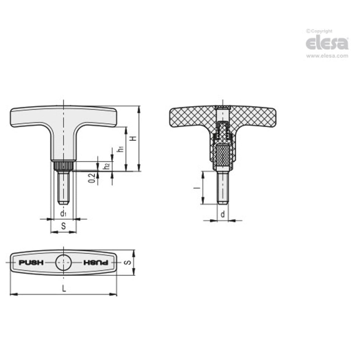 Safety T-Handle-L.652-S/80 p-M8x25