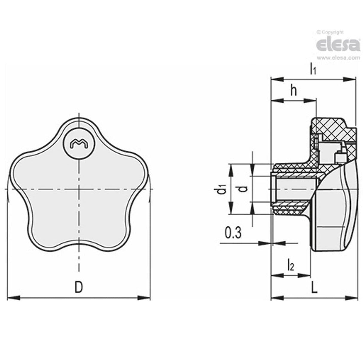 Safety lobe knob-VLS.55 B-M8