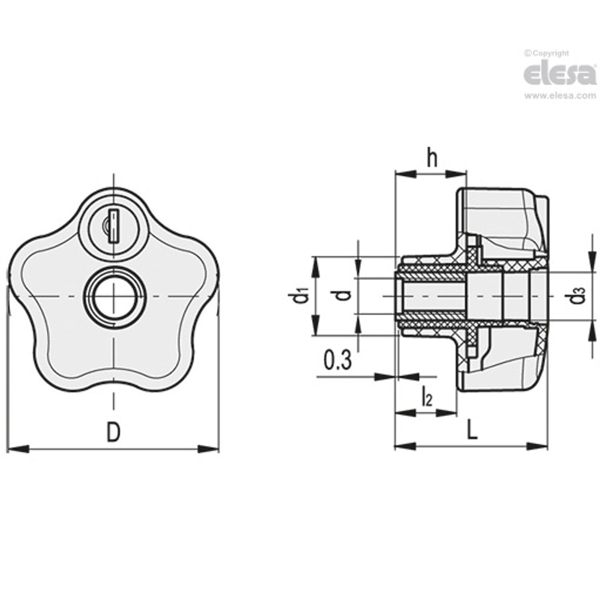 Safety lobe knob-VLSK.63 FP-M6-U