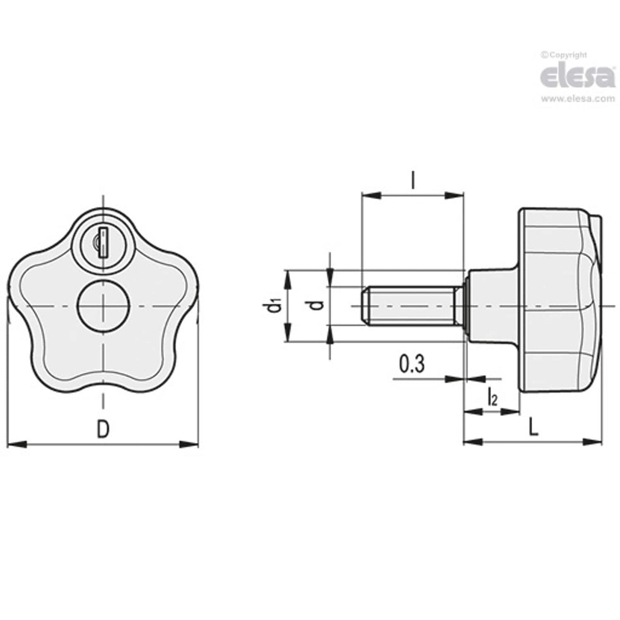 Safety lobe knob-VLSK.63 p-M10x20-U