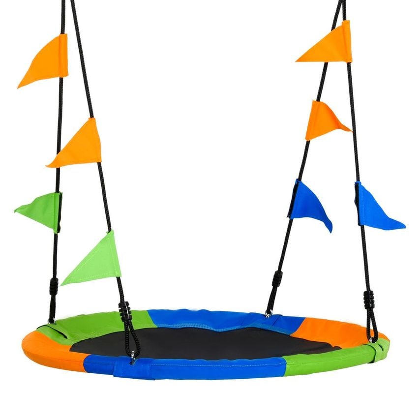 Saucer Tree Swing Set with Adjustable Rope Waterproof Seat Steel Frame Backyard