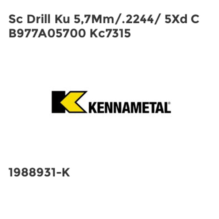 Sc Drill Ku 5,7Mm/.2244/ 5Xd C B977A05700 Kc7315