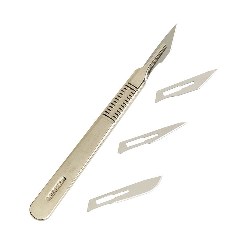 Scalpel No.3 Handle with 4 Blades Metal - 43110