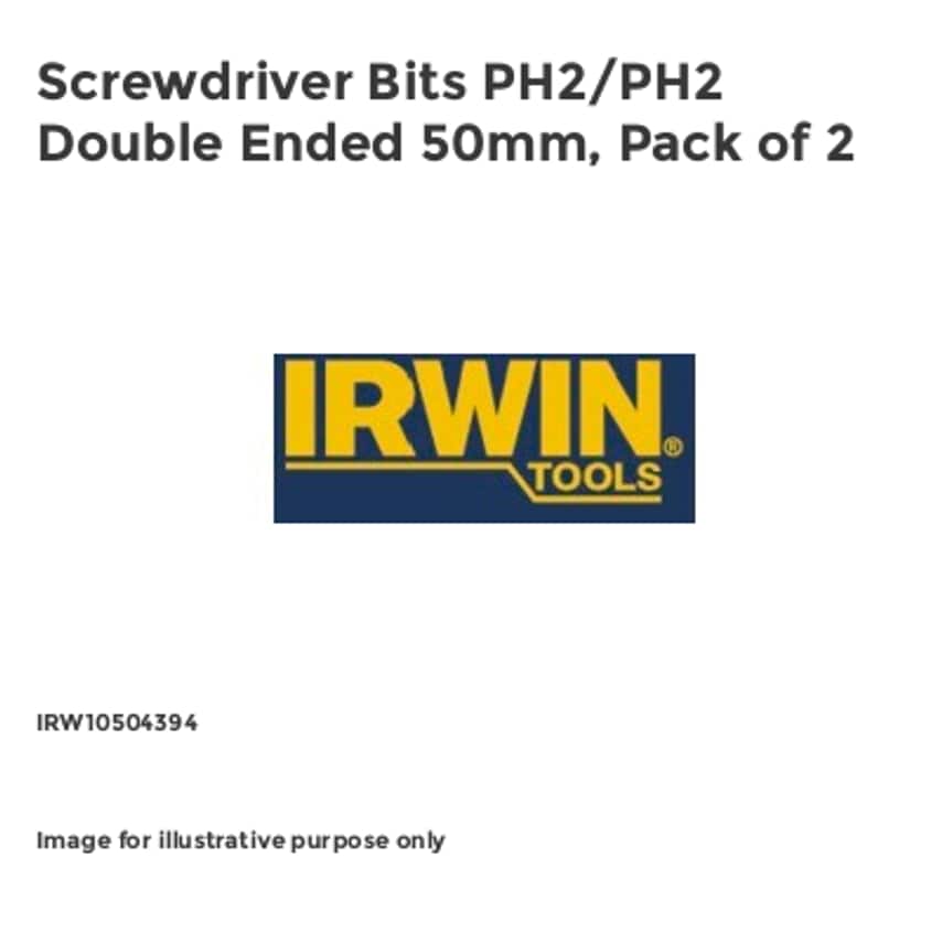Screwdriver Bits PH2/PH2 Double Ended 50mm, Pack of 2