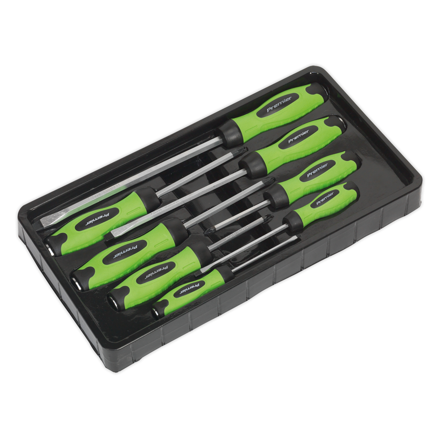 Screwdriver Set8 Piece Hammer-thru Hi-vis Green