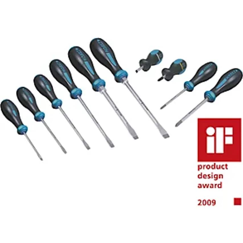 Screwdriver Set, 10 Pieces, 3-component Handle