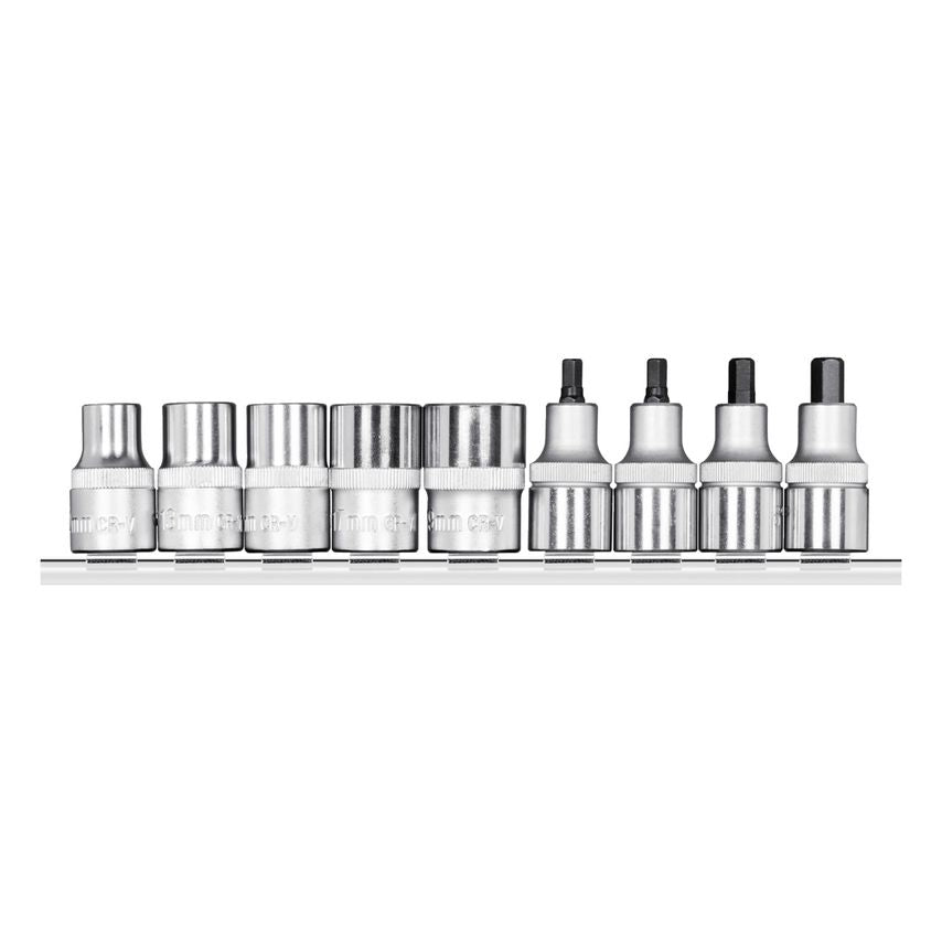 Screwdriver bit sockets 1/2 +rail 9pcs